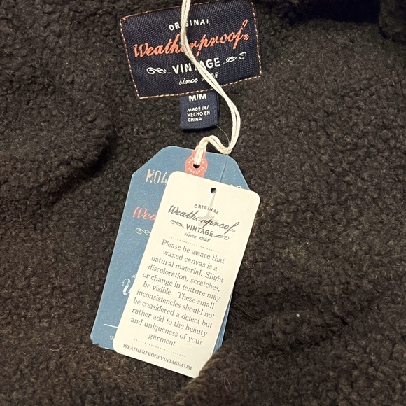 Weatherproof Vintage brown plaid waxed canvas field jacket sherpa Medium NEW - Picture 5 of 6